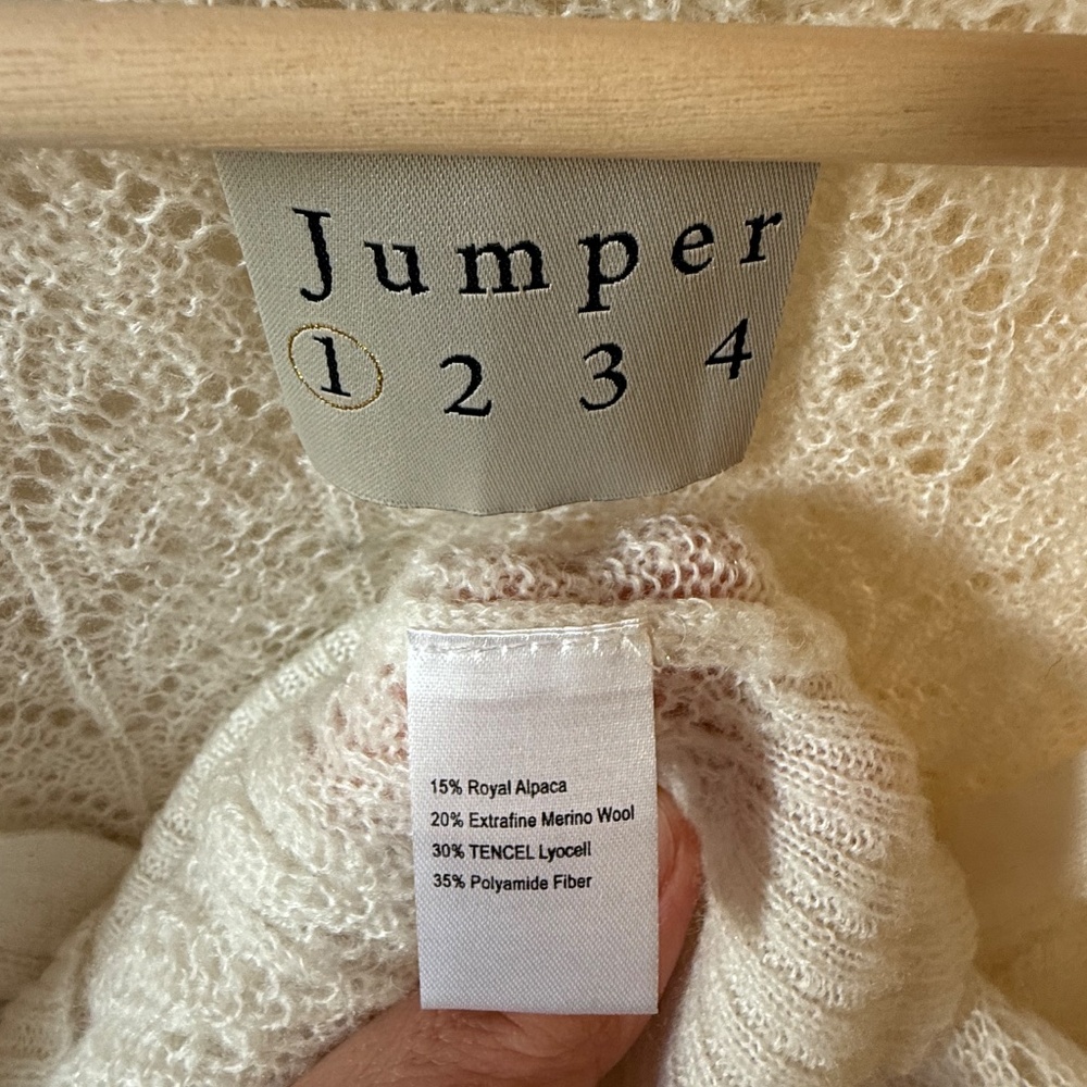 Jumper 1234 Open Knit Cardigan – Cream, Size S - Picture 5 of 6